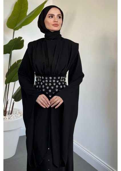 Valmera Taşlı Kolları Asimetrik Kesim Abiye Siyah fırsatları