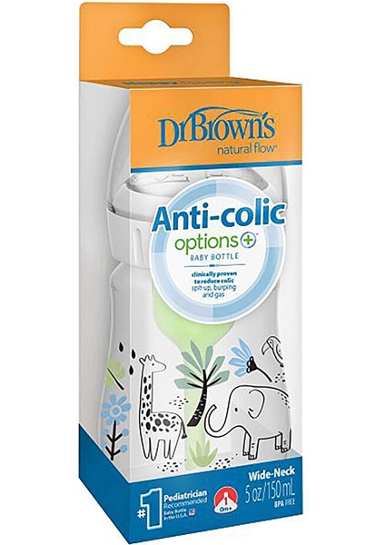 Db 51008 Geniş Ağız Anti-Kolik Options+ 150 ml Pp , Orman Fil Desenli (3 Adet)