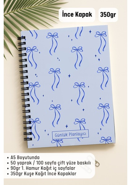 Günlük Planlayıcı A5 Defter, Notlar, Yapılacaklar, Esnek Karton Kapaklı, 100 Günlük, Mavi Fiyonk fiyatları