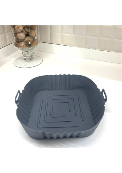Renkli Isıya Dayanıklı Yıkanılabilir Silikon Fırın Airfryer Kare Model Pişirme Matı 20 cm