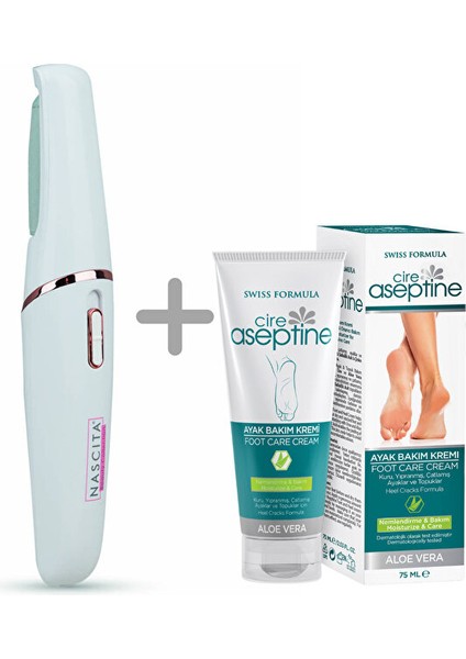 Elektrikli Topuk / Ayak Törpüsü Beyaz + Ayak Bakım Kremi 75ML