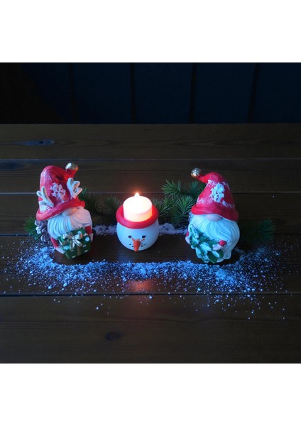 Yılbaşı Dekorasyon 3 Lü Dekorasyon Biblo Tea Lıght Mumlu Yılbaşı Dekorasyon Biblo