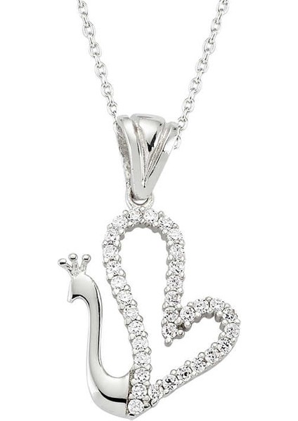 925 Ayar Gümüş Kalpli Kuğu Kadın Gümüş Kolye PND47138297 (972972)