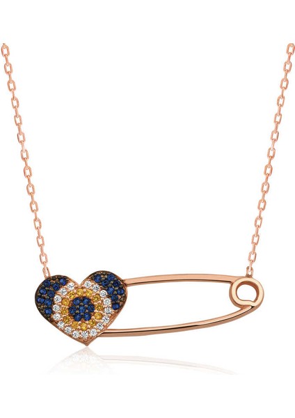 925 Ayar Gümüş Kalpli Çengel Iğne Kadın Gümüş Kolye PT2610676 (972972)