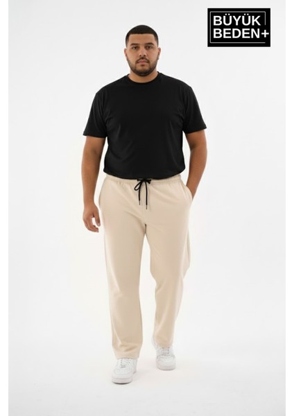Erkek Büyük Beden Rahat Kalıp, Lastikli Bel, Paça Reçmeli Eşofman Altı SPR26BEA952