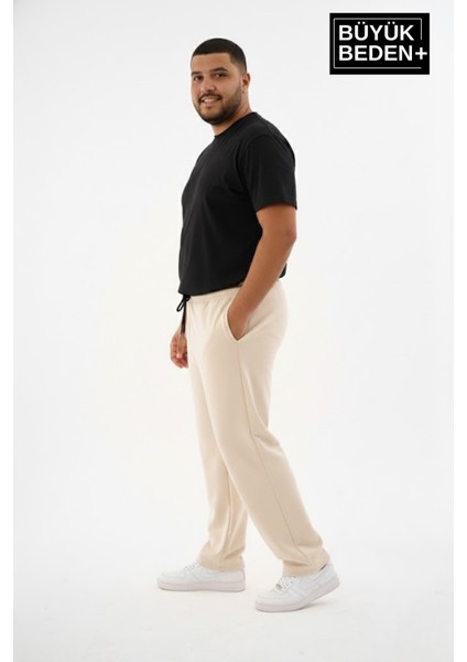Erkek Büyük Beden Rahat Kalıp, Lastikli Bel, Paça Reçmeli Eşofman Altı SPR26BEA952 modelleri