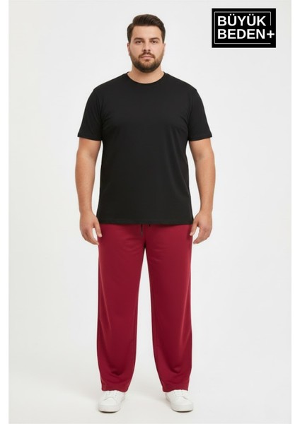 Erkek Büyük Beden Rahat Kalıp, Lastikli Bel, Paça Reçmeli Eşofman Altı SPR26BEA952
