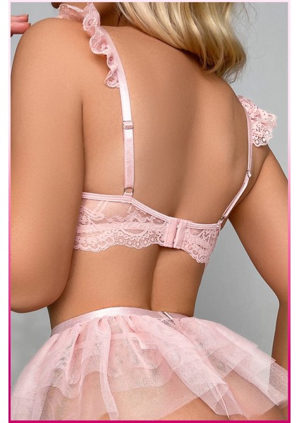 Dantelli Tül Etekli Askılı Iç Giyim Takımı – 3 Parça Set indirimleri