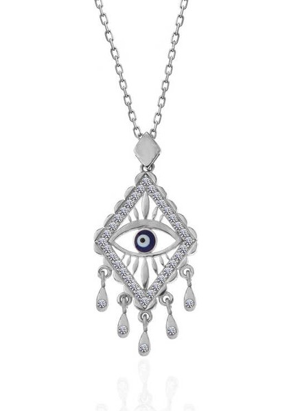 925 Ayar Gümüş Nazarlı Göz Kadın Kolye T7485 (972972)