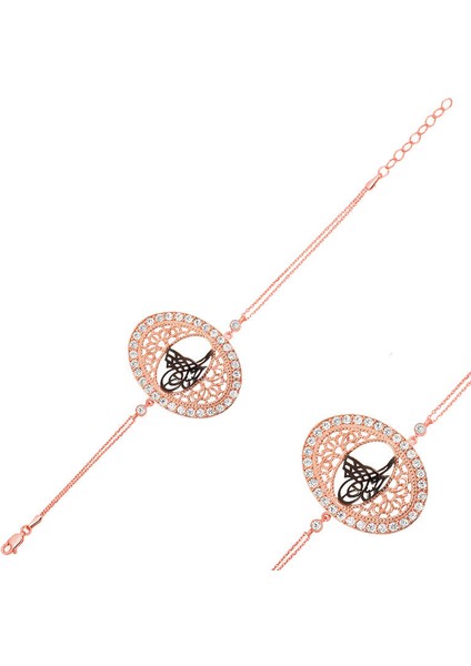 925 Ayar Gümüş Rose Tuğralı Bileklik BR0460601 (972972) fiyatları