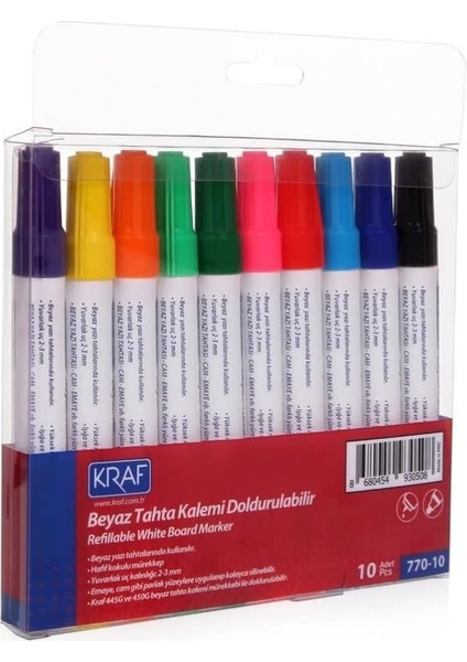 Doldurulabilir Beyaz Tahta Kalemi - 10 Renk