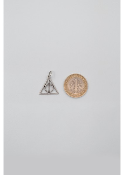 Minimal Harry Potter Ölüm Yadigarları Kolye Ucu - Antik Gümüş Kaplama - Kadın Erkek modelleri