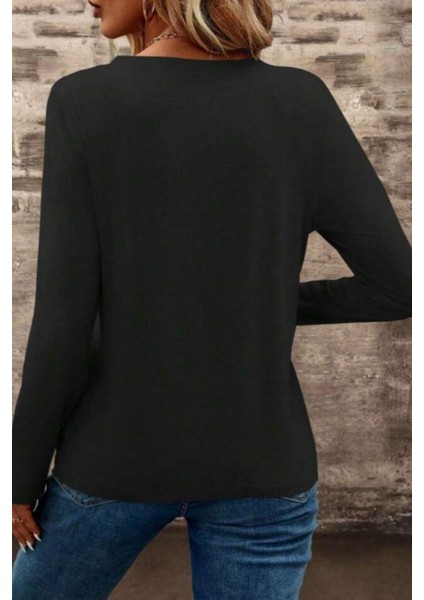 V Yaka Cepli Viskon Iki Iplik Bluz - Siyah fiyatları
