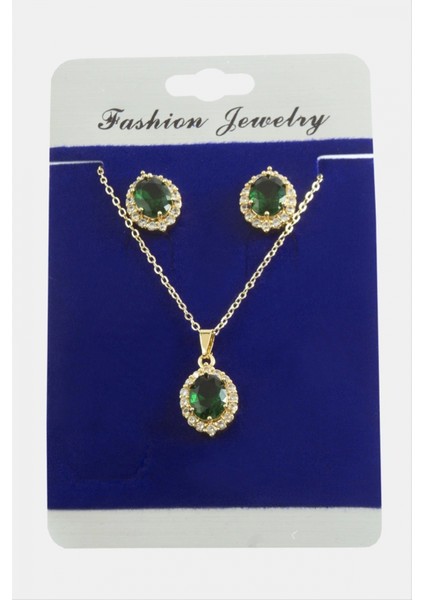 Ieg Oval Zirkon Taşlı Set Kolye