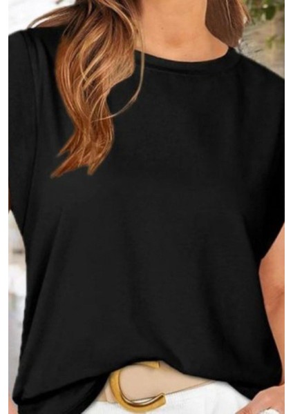 Bisiklet Yaka Geniş Kesim Viskon Bluz - Siyah fiyatları