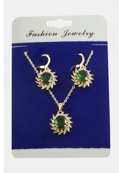 Ieg Rüzgar Gülü Zirkon Taşlı Set Kolye