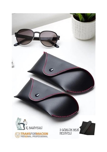 Korumalı Deri Gözlük Kabı Korumalı Gözlük Koruma Kılıfı 2 Li Set