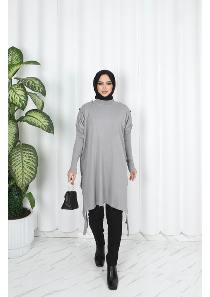 Düğme Detaylı Merserize Tunik fiyatları