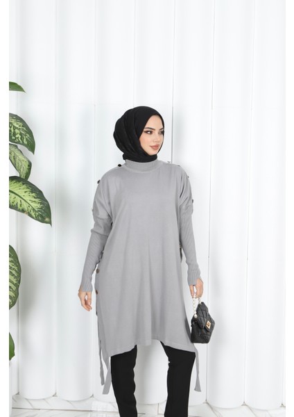 Düğme Detaylı Merserize Tunik fırsatları