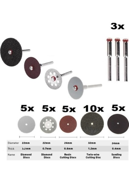 Gravür Kalıpçı Makinaları Için Taşlama Kesme Zımparalama Disk Seti Elmas Metal Plastik Ahşap 33 Pcs modelleri