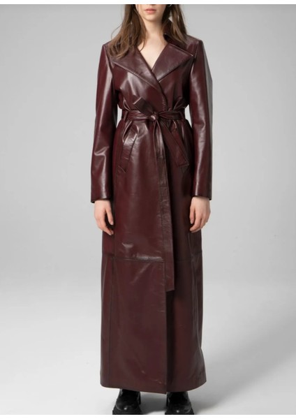 kadın uzun hakiki deri trençkot kaban fiyatları