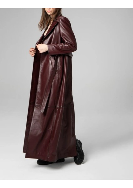 kadın uzun hakiki deri trençkot kaban fırsatları