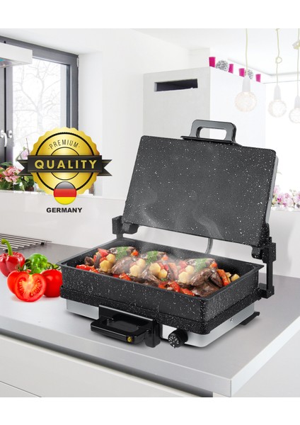 Büyük Boy Bazlama Granit Tepsili Lahmacun Izgara Tost Makinesi 5 Kat Granit Kaplama