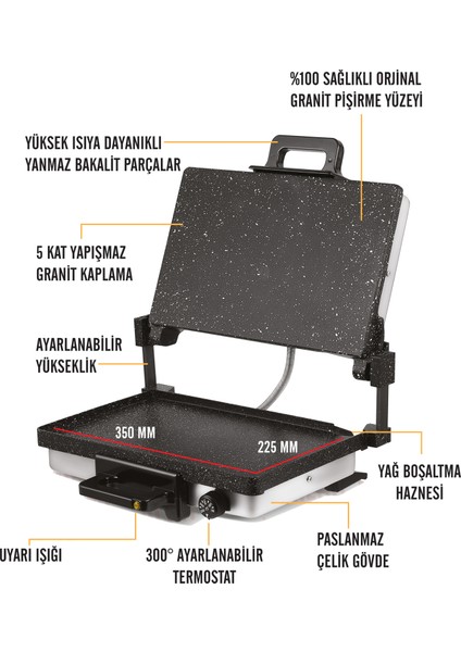 Büyük Boy Bazlama Granit Tepsili Lahmacun Izgara Tost Makinesi 5 Kat Granit Kaplama indirimleri