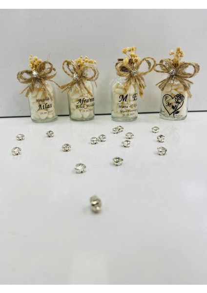 Söz, Nişan, Düğün, Sünnet, Kına, Mevlüt, Nikah Şekeri Hatıra Hediye Cam Şişe Kalp Şeker