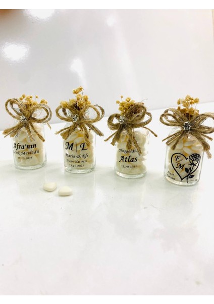 Söz, Nişan, Düğün, Sünnet, Kına, Mevlüt, Nikah Şekeri Hatıra Hediye Cam Şişe Kalp Şeker