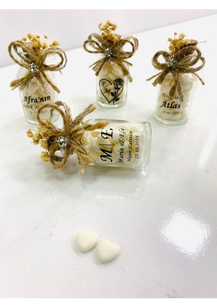 Söz, Nişan, Düğün, Sünnet, Kına, Mevlüt, Nikah Şekeri Hatıra Hediye Cam Şişe Kalp Şeker