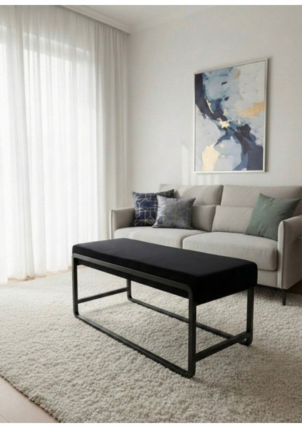 Elora Puf Bench - Babyface Kumaş Metal Ayaklı Dikdörtgen Bench - Yatak Odası Salon Antre Için Modern Tasarım - - 120 cm modelleri