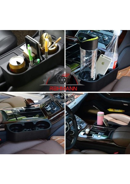 Peugeot 208 2012-2013-2014-2015-2016-2017-2018 Araç Içi Koltuk Arası Bardak Tutucu & Başlık Askılı Bardaklık Organizer – Siyah, 26.5X8X9.5 cm – Pratik Eşya Düzenleyici