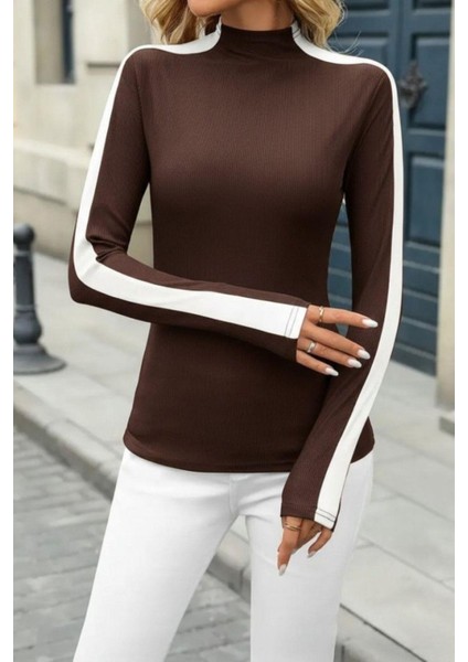 Balıkçı Yaka Kaşkorse Bluz - Kahve fiyatları