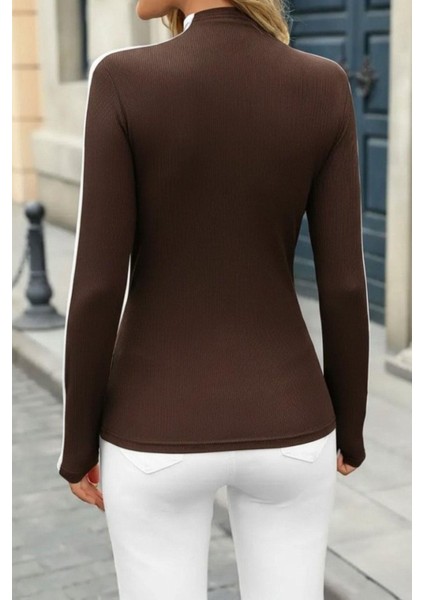 Balıkçı Yaka Kaşkorse Bluz - Kahve modelleri