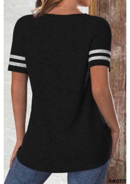 Çizgili Kollu Blok Desenli Viskon Bluz - Siyah fiyatları