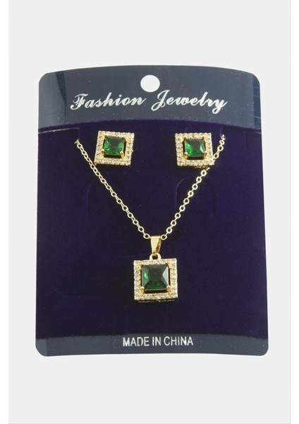 Ieg Kare Zirkon Taşlı Set Kolye