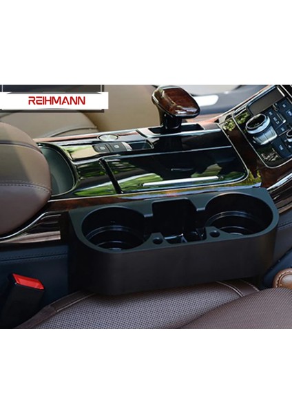Renaut Clio 5 E-Tech 2023-2024-2025 Araç Içi Koltuk Arası Bardak Tutucu & Başlık Askılı Bardaklık Organizer – Siyah, 26.5X8X9.5 cm – Pratik Eşya Düzenleyici