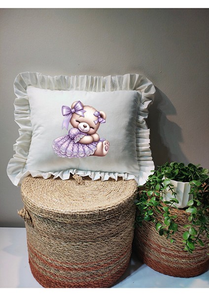 Isme Özel Baskılı Fırfırlı Bebek Dolgulu Yastık Hediyelik (Takı Yastığı Olarakta Kullanılabilir)