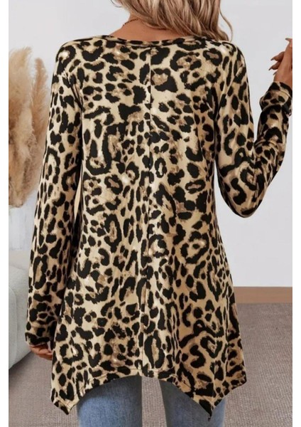 Leopar Desenli Asimetrik Kesim Süprem Bluz - Leopar modelleri
