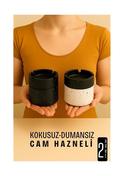 Cam Küllük - Desenli 2 Li Küllük Seti Kafe Küllüğü Restoran Küllüğü Masaüstü Küllük