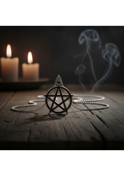 Pentagram Yıldızı Gümüş Kaplama Örme Zincir Kolye fırsatları