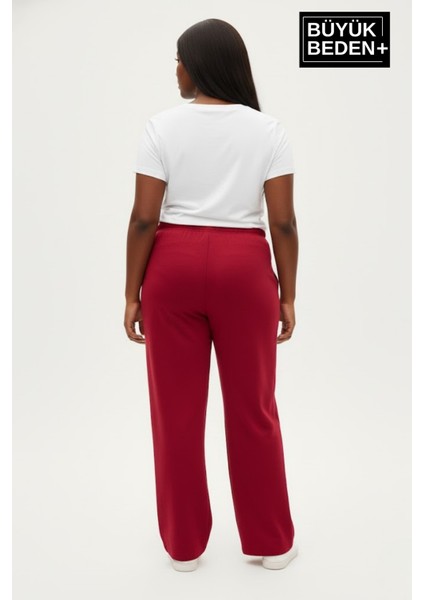 Kadın Büyük Beden Rahat Kesim Paça Reçme Ar Baskılı Beli Lastikli Eşofman Altı SPR26EAK952-1 modelleri