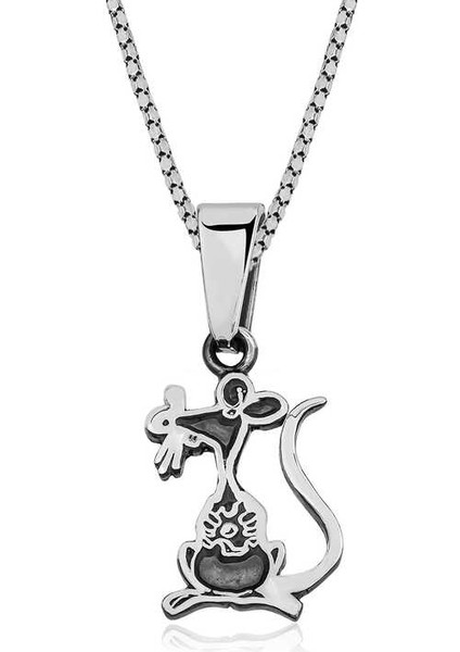 ​925 Ayar Gümüş Fare Unisex Gümüş Kolye T5075 (972972)