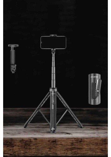 Tripod Kablosuz Bluetooth Bağlantılı Selfie Çubuğu 360 Derece Dönebilen indirimleri