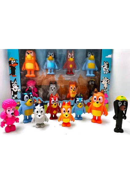 Bluey ve Ailesi 8 Pk Şekil Seti Bluey Bingo Bandit Baba + Chilli Anne ve Hayvanlar