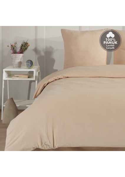 Plain %100 Pamuk Flanel Çift Kişilik Lastikli Çarşaflı Nevresim Takımı fiyatları