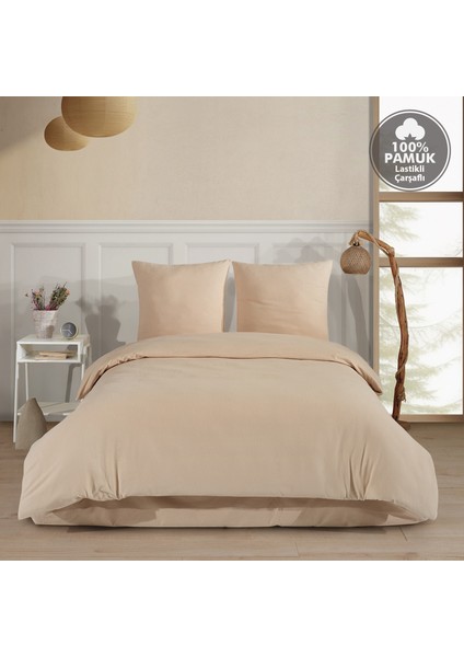 Plain %100 Pamuk Flanel Çift Kişilik Lastikli Çarşaflı Nevresim Takımı modelleri