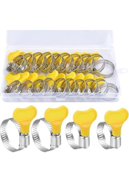 Paslanmaz Çelik Hortum Kelepçesi, 10 Adet 16-25 mm ve 10 Adet 19-29 mm Anahtar Tipi Ayarlanabilir Hortum Kelepçesi, Sarı Plastik Saplı Paslanmaz Çelik Sonsuz Dişli Kelepçesi modelleri