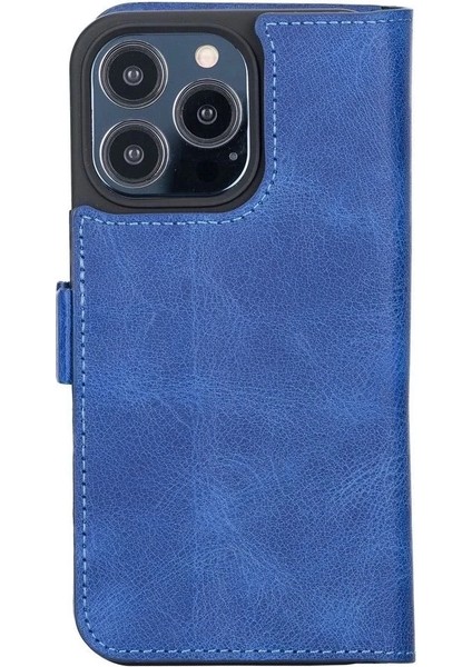 Apple iPhone 13 Pro Uyumlu Deri Cüzdanlı Kılıf Okyanus Mavi modelleri